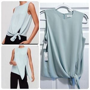 NWT Aritzia BABATON Hopkins Blouse
Sleeveless Side Tie Sea Spray Blue Size Small